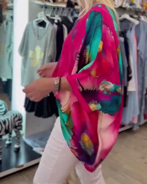 Bluse Flagermuserme Halvermet Trykk
