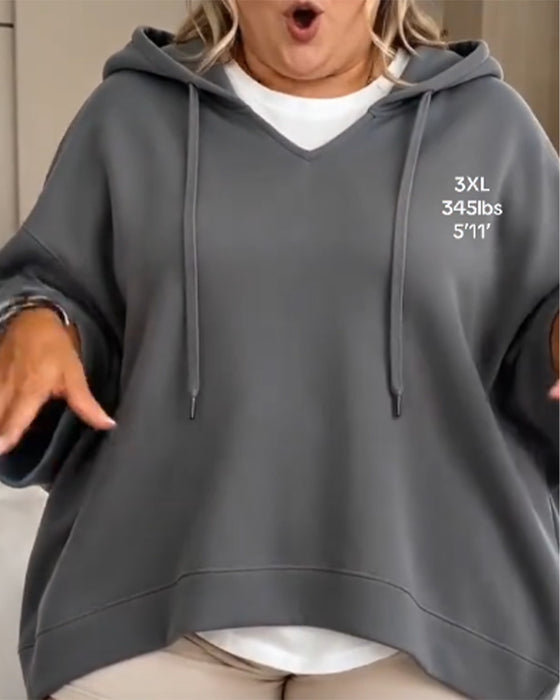 Sweatshirt Med Snøring Og Trekvartlange Ermer Og Hetter