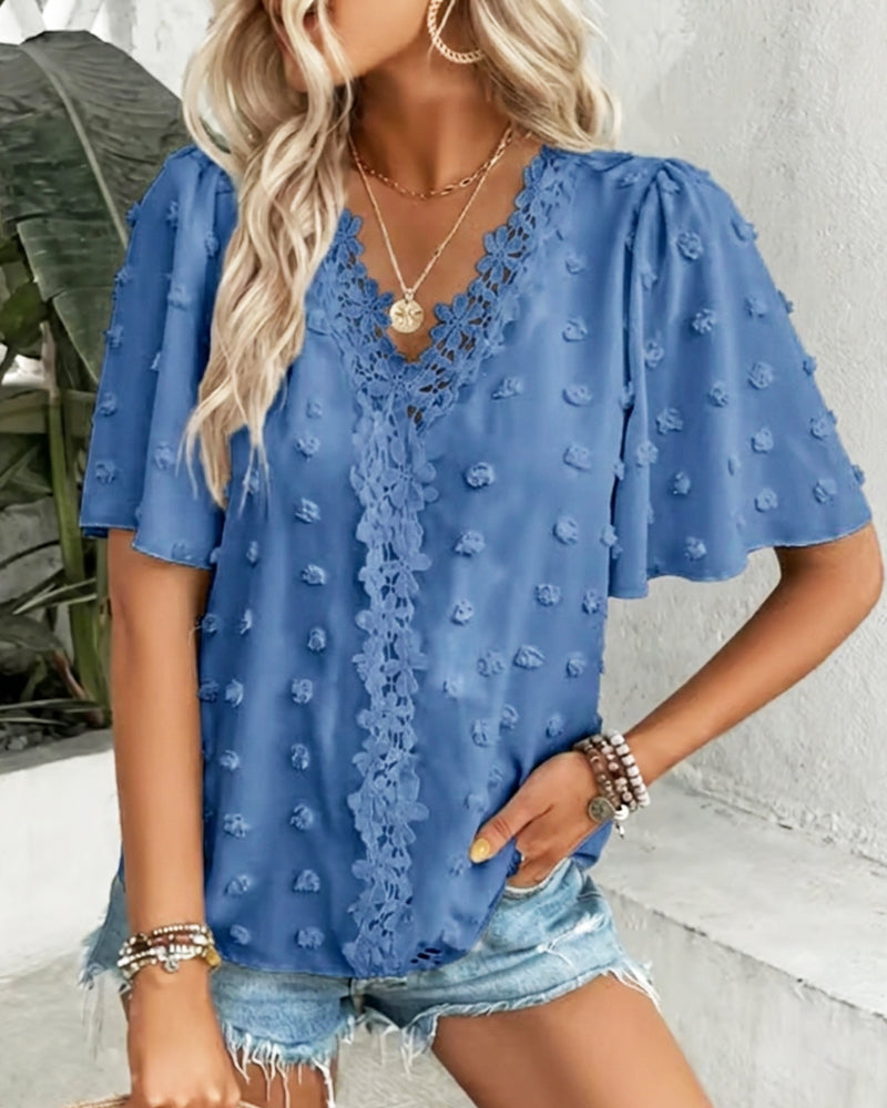 Bluse Sammenføyd Jacquard Rysjeerme