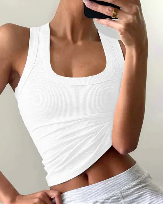 Tanktop U-Formet Firkantet Hals Slim-Fit
