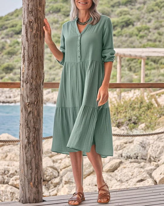 Kjole Enkel V-hals Kneppes