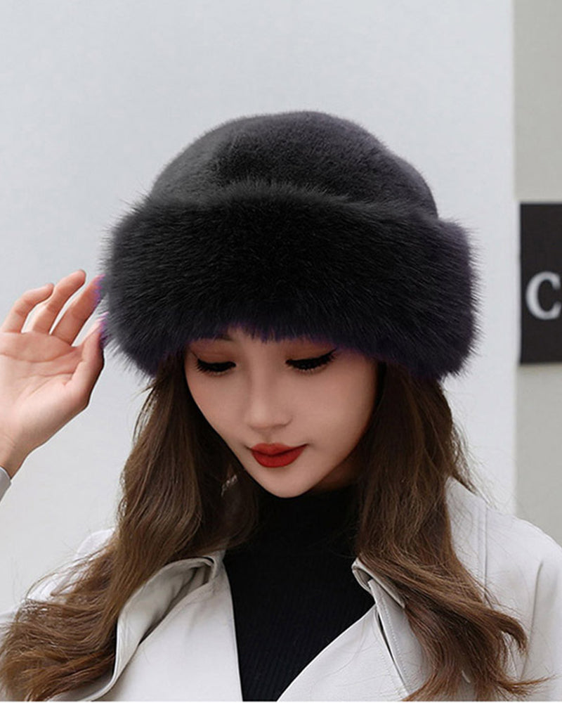 Damehatt I Mongolsk Stil Med Tykt Og Varmt Plysjmateriale