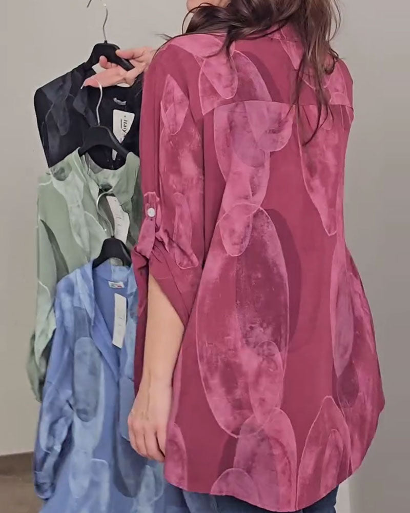 Bluse Knapping Trykt Lomme