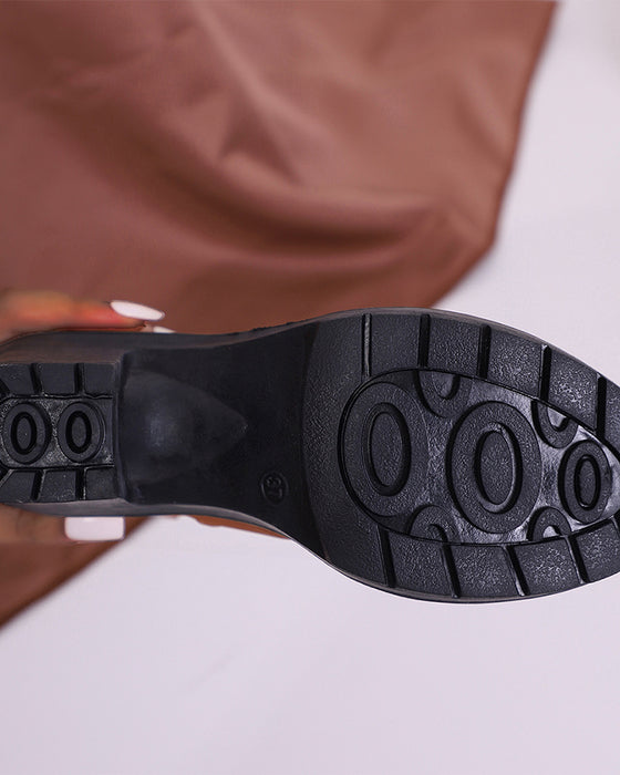 DameS Tykkhælede Ankelstøvler Med Rhinesteinspryd