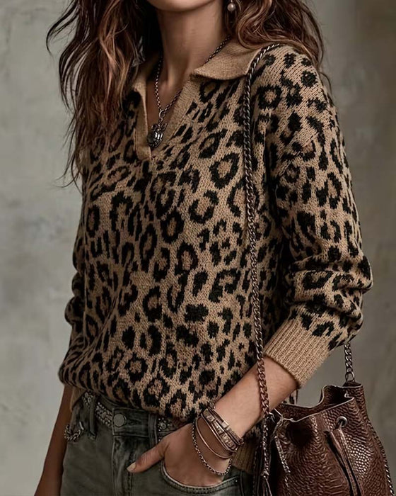 Pullover Krave Leopard V-Hals