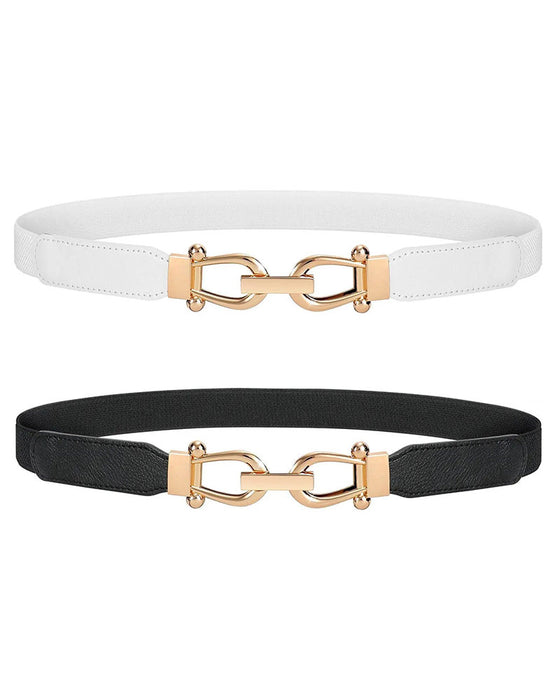 Kvinner Stretch Midjebelte Retro Elastisk Smalt Belte For Damer Med Gullspenne