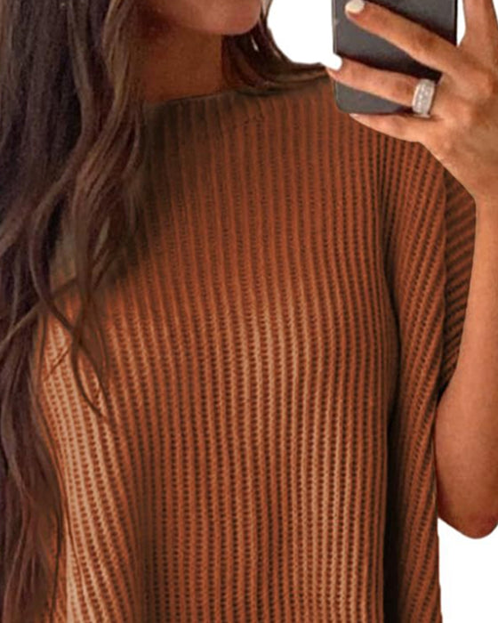 Pullover Ensfarget Rundhalset Flagermuserme