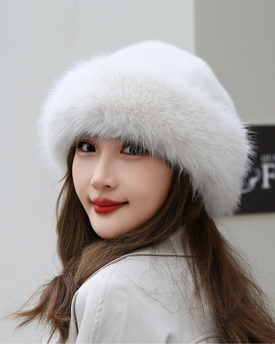 Damehatt I Mongolsk Stil Med Tykt Og Varmt Plysjmateriale