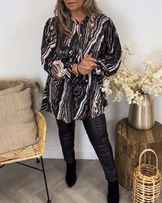 Bluse med retrostil og lange ermer