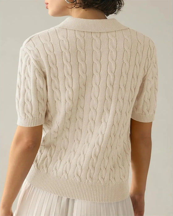 Pullover Polo Kort Erme Strikket