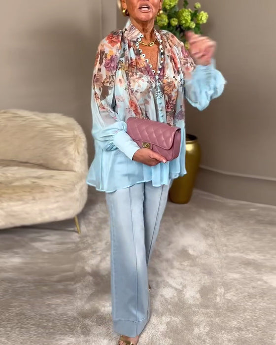 Skjorte Lanternearm Ståkrage Trykk