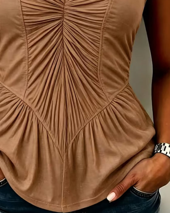 Tank Top V-Hals Rynket Patchwork