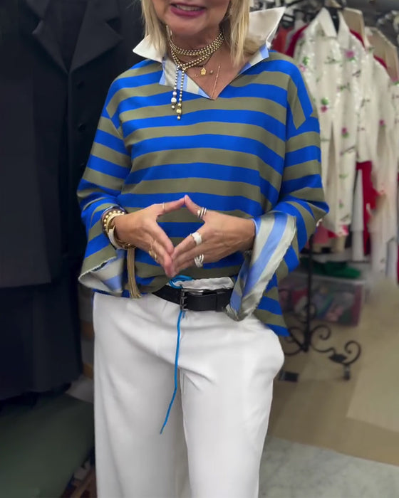 Bluse Stilig Jakkeslag Stripete