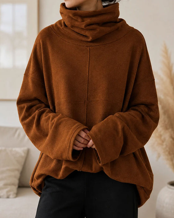 Sweatshirt Turtleneck Lang Erme Casual