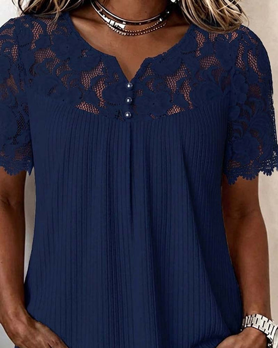 Bluse Blonde Lappeteppe Kort Erme