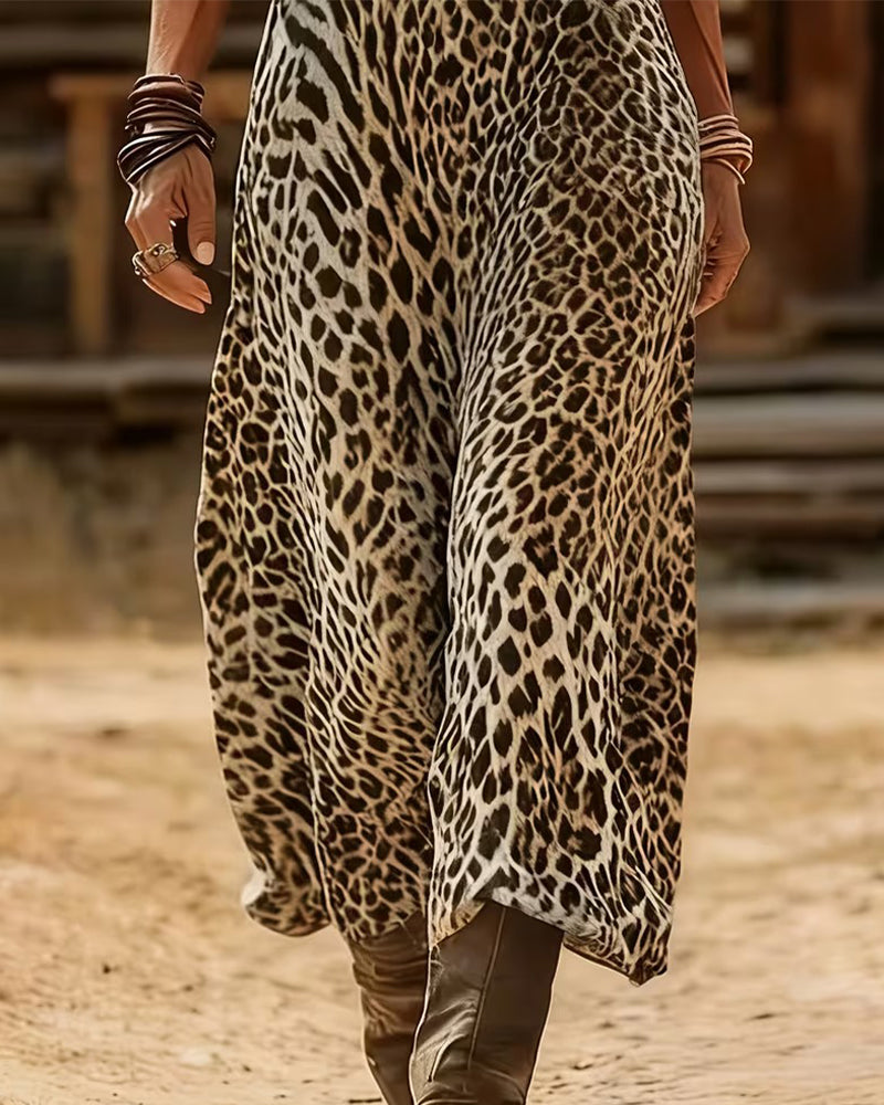 Kjole Leopard V-Hals Mote Maxi