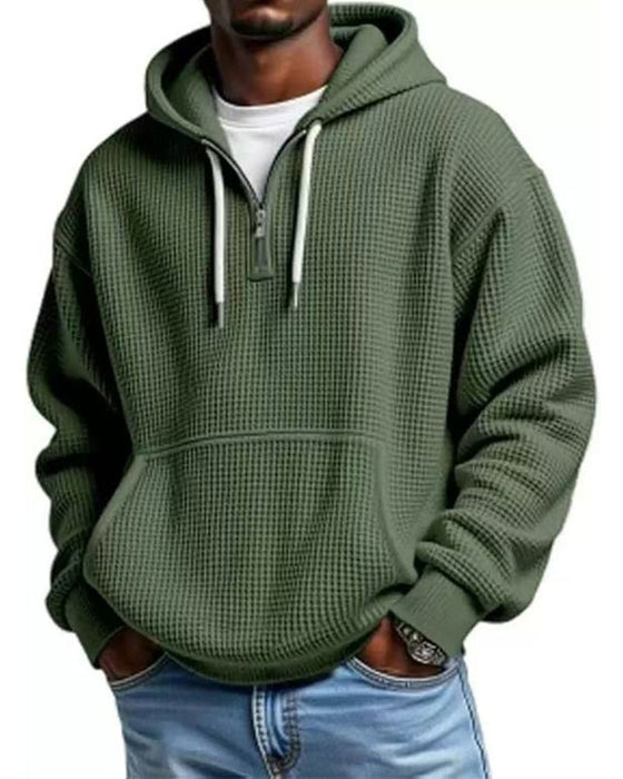 Hoodie Herre Solid Glidelås Pullover