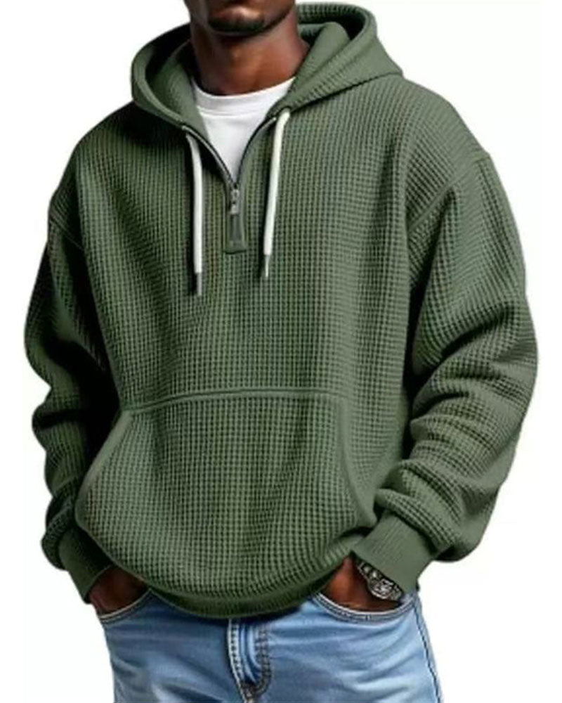 Hoodie Herre Solid Glidelås Pullover
