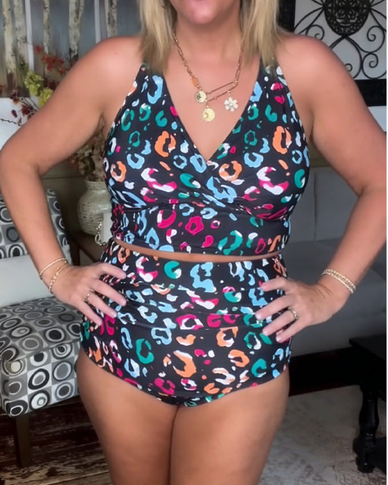 Bikini Høyhalset Delt Trykt