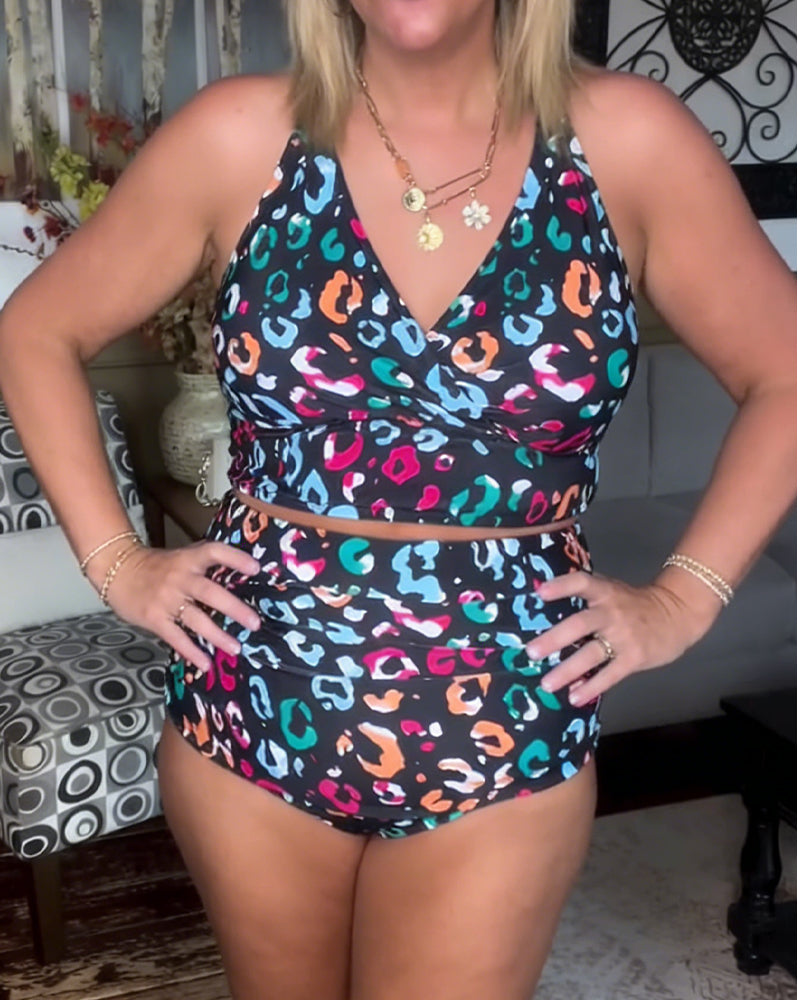 Bikini Høyhalset Delt Trykt