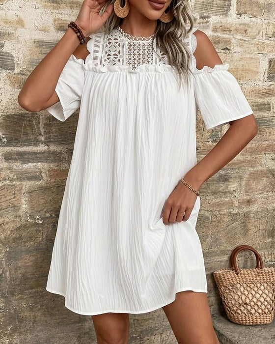 Kjole Utskjæring Off-Shoulder Kort