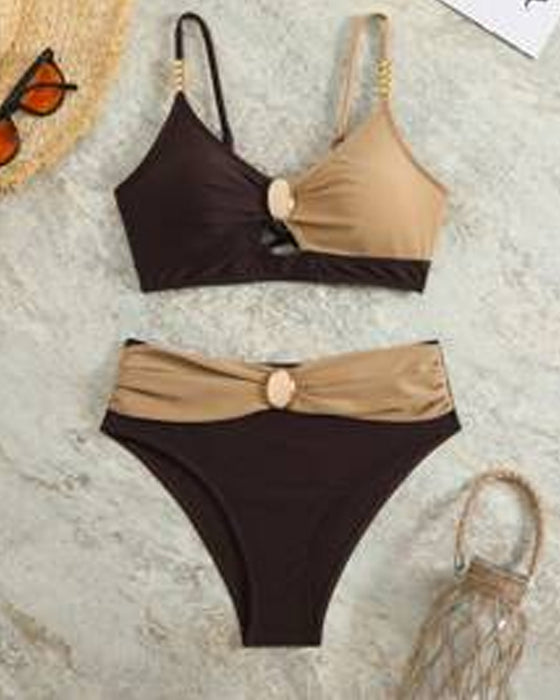 Badedrakt Høy Midje Sexy BH Triangel