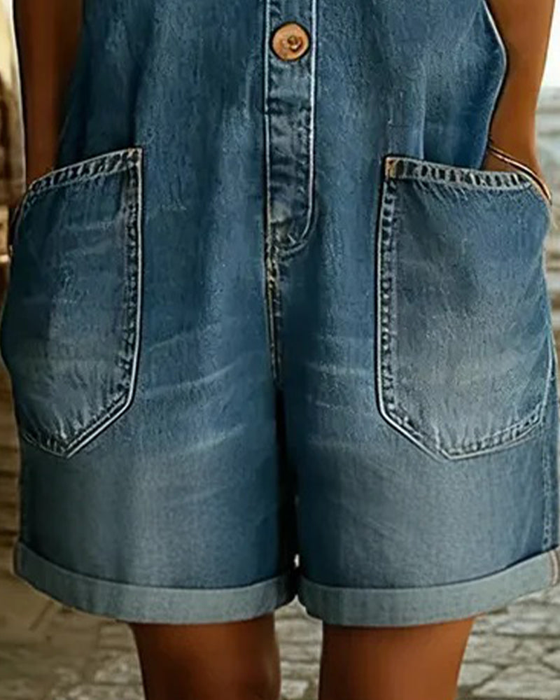 Jumpsuits Med Casual Denimshorts