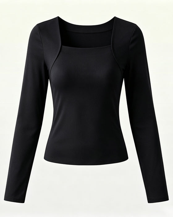 🔥 U-Hals Shapewear Innebygd BH Lang Erme Tank