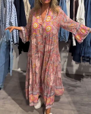 Kjole Avslappet Ferie Lang Trykt