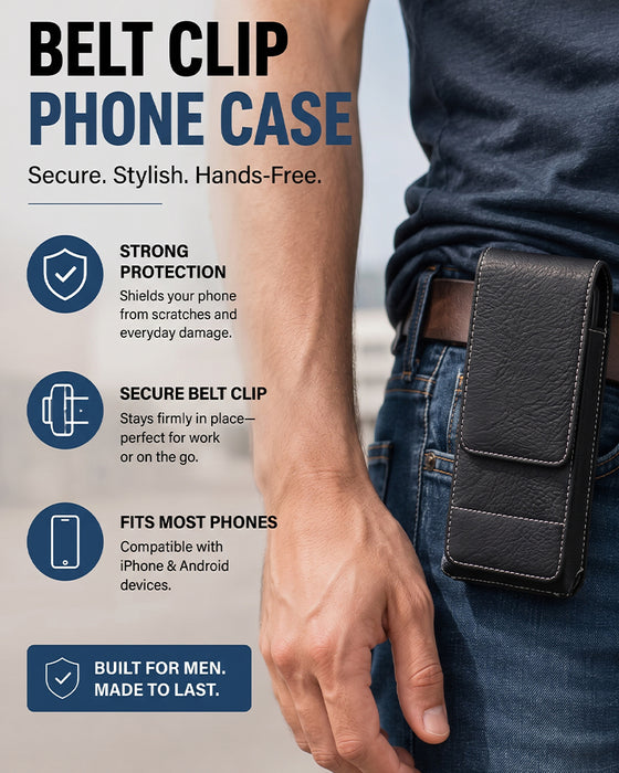 🔥 Midjebelte Mobiltelefonveske 📱 Flerlomme Lærholster Med Kortholder