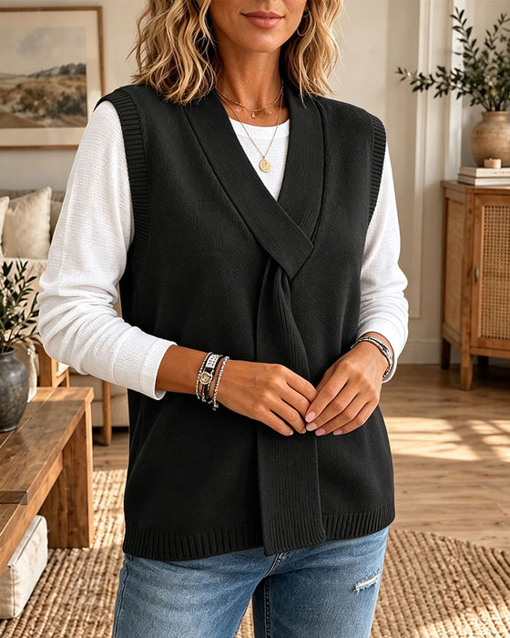Vest Ermeløs V-Hals Genser