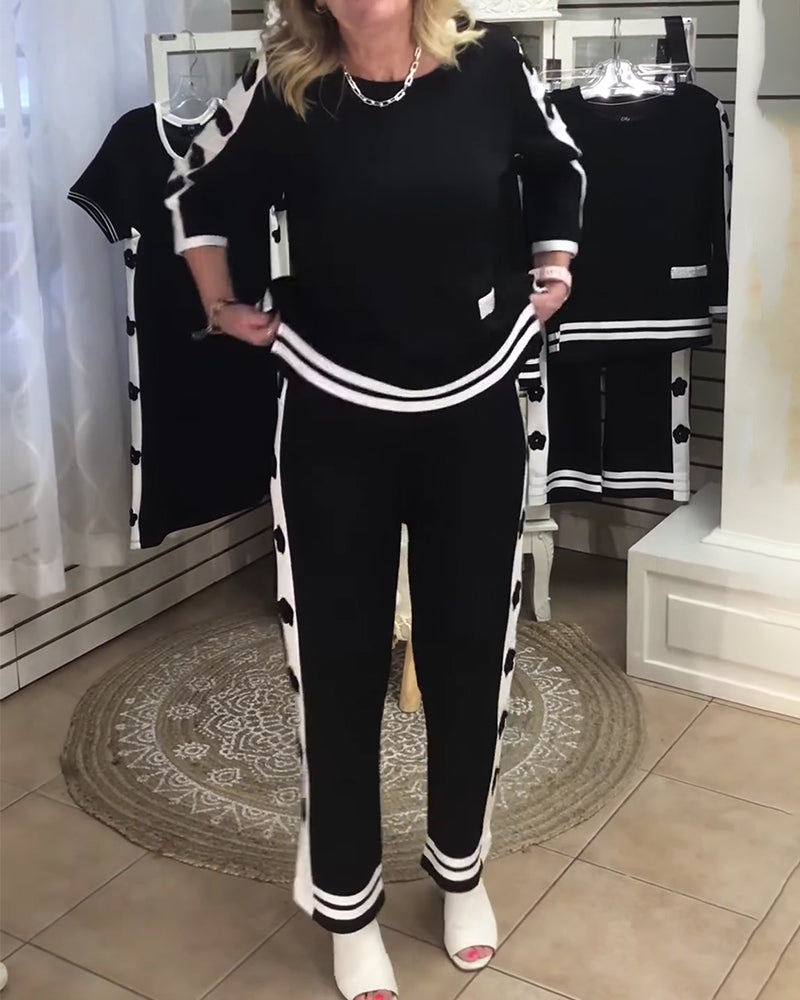 Todelt Sett Fargeblokkert Casual Rett Ben Bukse