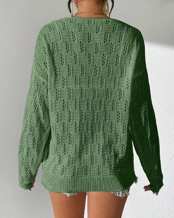 Pullover Hullmønster Dropet Skulder
