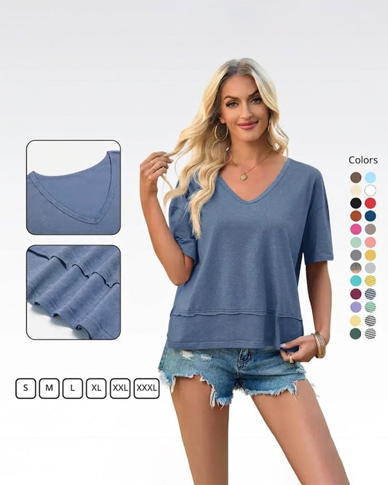 Ensfarget T-Shirt V-Hals