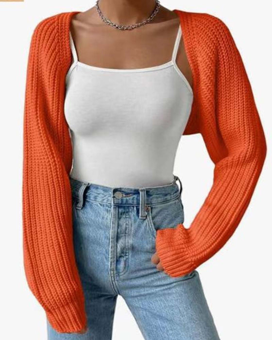 Cardigan Solid Farge Lang Erme Kort