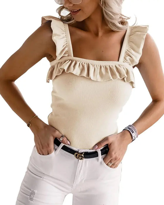 Cami Top Ruffle Kant Ribbet