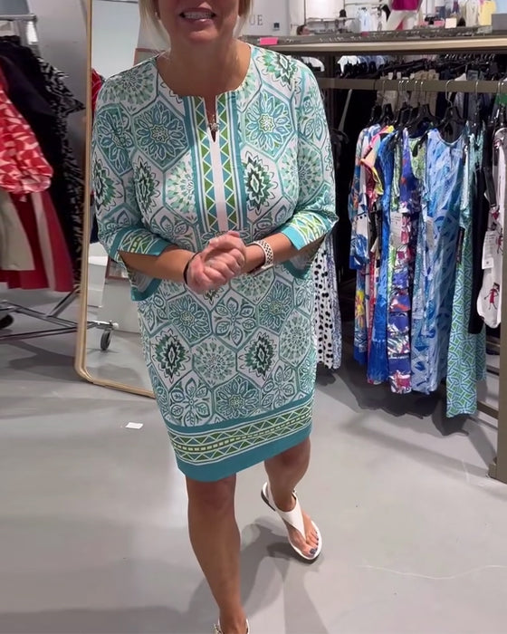 Kjole Sirkeltrykk Rund Hals Rett