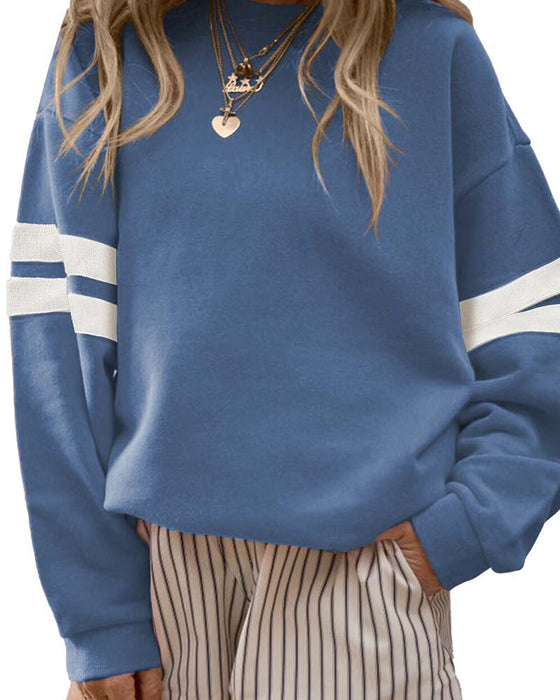 Fargeblokkert Langermet Rundhalset Sweatshirt