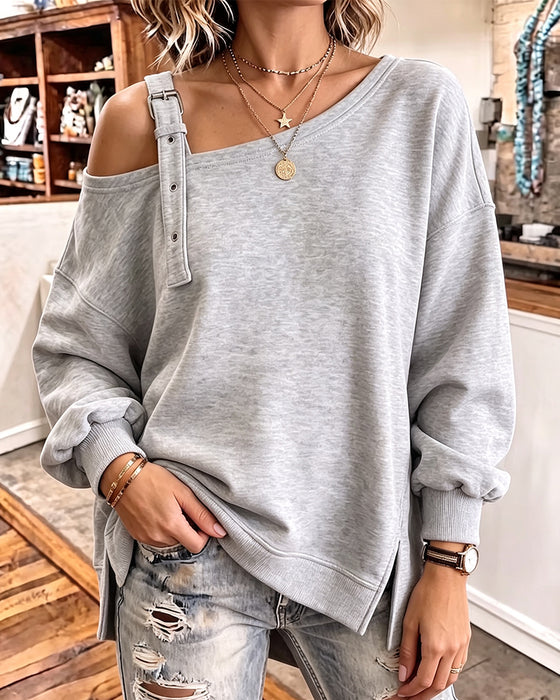Sweatshirt Blott Skulder Stropp Splitt Løs Passform
