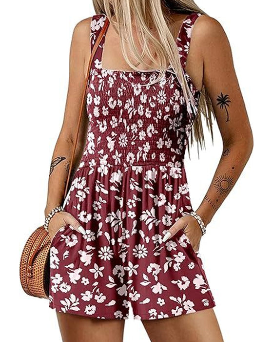 Jumpsuit blomstret avslappet stroppshortser