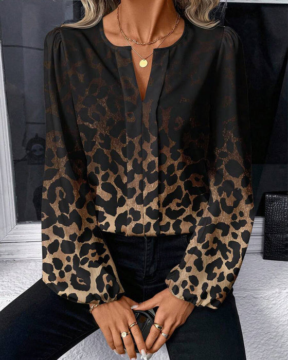 Skjorte Puffermet Gradient Leopardprint