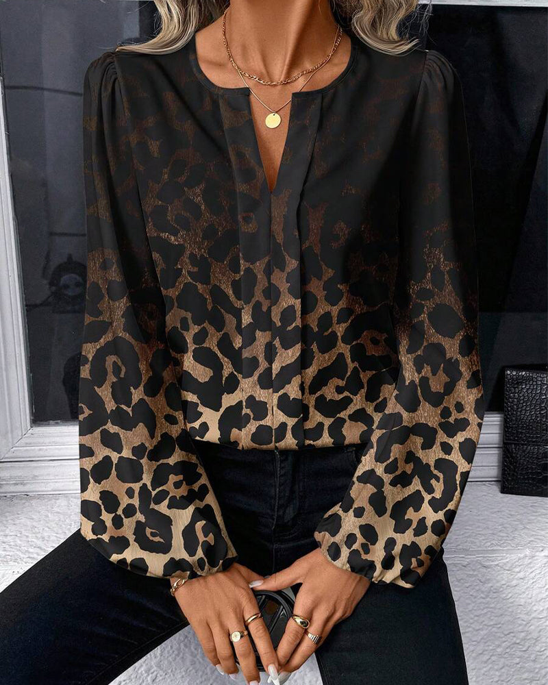 Skjorte Puffermet Gradient Leopardprint