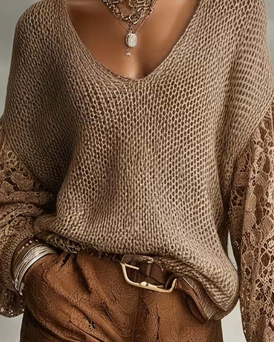 Pullover Blonde Utskjæring Lappeteppe Lanterneerme