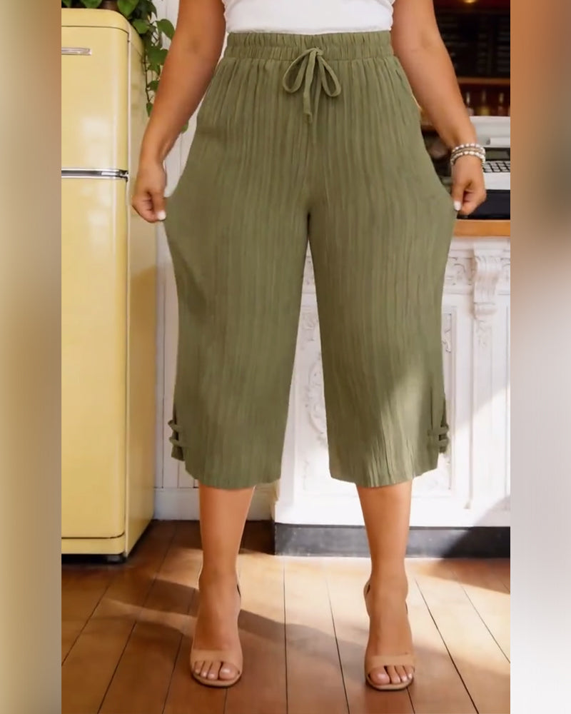 Bukse Snøring Plissert Croppet Breibein