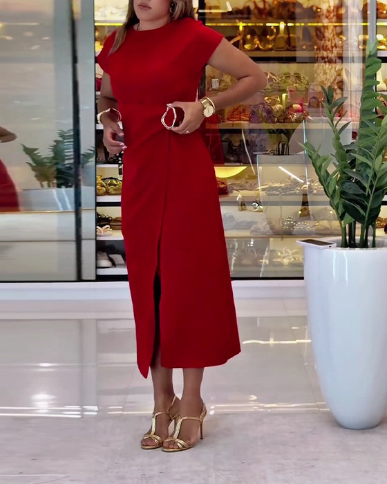 Kjole Elegant Tettsittende Midje Splitt