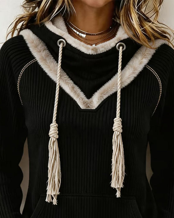 Hoodie Lodden Patchwork Casual