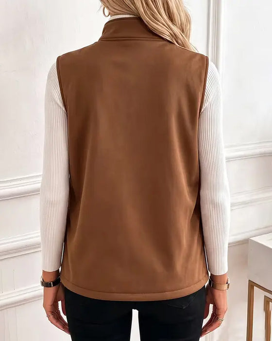 Cardigan Polstret Polar Fleece Åpen Foran