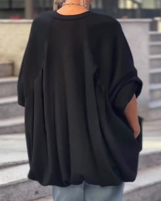 Sweatshirts Ensfarget Løs Uregelmessig