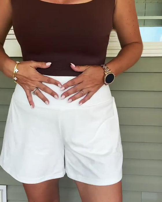 Shorts Høy Midje Anti-Eksponering Dobbel Lag Sport