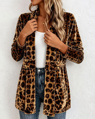 Kåpe Leopardmønster Mellomlang Cardigan